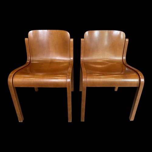 Lot De 2 Chaises Mito Type Scandinave Carlo Bartoli Pour Tisettanta Vintage Bois