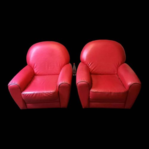 Paire De Fauteuils Club Rouge