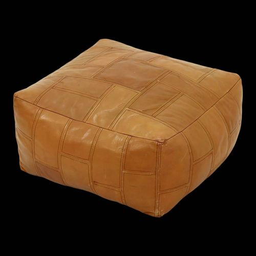 Pouf Patchwork En Cuir Cognac Du Milieu Du Sicle Annes 1970 Marron