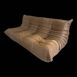 Canap 3 Places Togo Cuir Cognac Orange