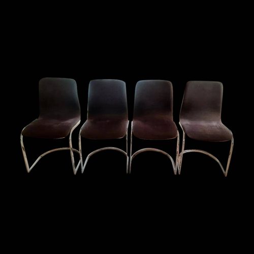 4 Chaises Italiennes 1970 Marron