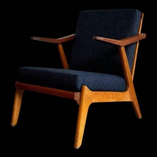 Fauteuil Danois Vintage En Teck Bleu