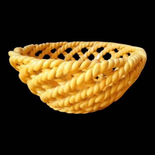 Coupe Fruits En Cramique Tresse Antheor 1960 Jaune