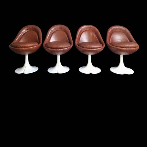 4 Fauteuils Vintage Christian Adam Modle Trfle Marron