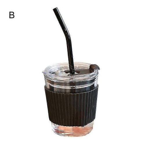 1 Set Transparent Straw Cup Healthy Glass Juice Outdoor Water Bottle For Household-zzy
