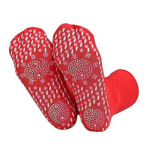 Chaussettes Chauffantes Auto-Chauffantes Pour Femmes Et Hommes, Chaussures D'hiver, Tourmaline, Thérapie Magnétique, Massage Des Pieds, Chaussettes Chauffantes Unisexes, Rouge