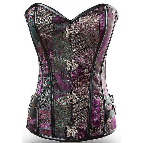 Corset Élastique Multicolore Pour Femme, Style Gothique, Steampunk, Rock, Hippie, Boucles, Rivets, Cuir, Tenue De Club-2972407p