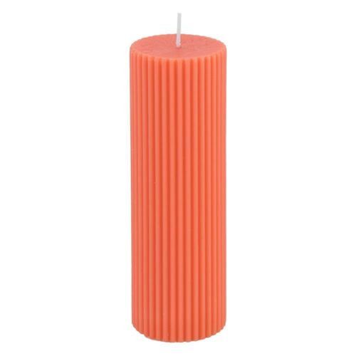 BOUGIE PILIER CIRE CANNELÉE 15X5CM 30H TANGERINE