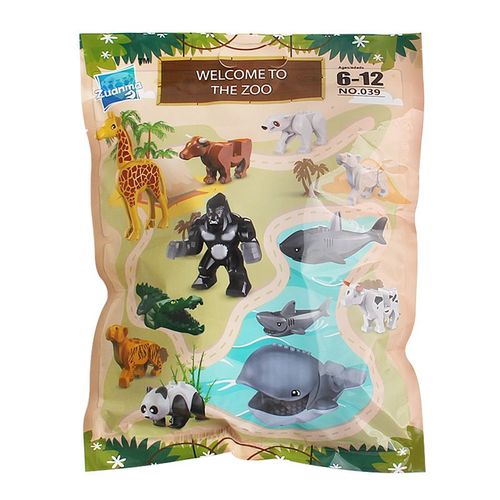 Grands Blocs De Construction, Accessoires De Zoo, Lion, Tigre, Éléphant, Perroquet, Singe, Blocs À Assembler, Jouets Pour Enfants, Cadeaux