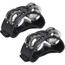 Tambourin À Pied 2 Pièces, Tambourin À Pied À Percussion Avec Cymbalettes En Acier Et Sangle Réglable, Instrument De Batterie