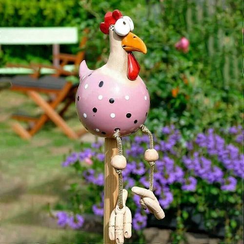 Statue de poulet suspendue en résine, décoration d'extérieur, faite à la main