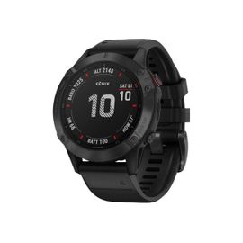 Garmin fenix 6 Pro - 47 mm - noir - montre de sport avec bracelet - silicone - noir - taille du poignet : 125-208 mm - affichage 1.3" - 32 Go - Bluetooth, Wi-Fi, ANT+ - 60 g