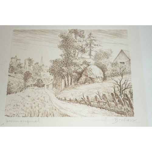 Gravure Burin Original De A. Roland Brudieux