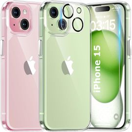 Coque Silicone Transparente + Verre Trempe et Protection Camera Arriere Pour iPhone 15 Little Boutik®