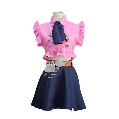 Costume De Cosplay D'elizabeth Liones, The Seven Deadly Sins, Robe Rose, Perruque, Uniforme, Jupe, Costume D'halloween Pour Femme, Taille M