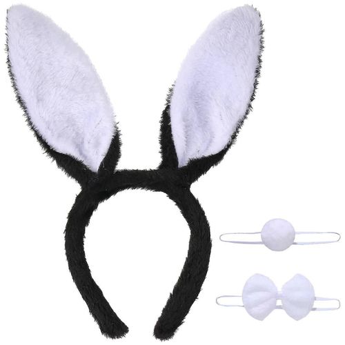 Ensemble D'oreilles De Lapin De Pâques, 3 Pièces, Oreilles De Lapin En Peluche, Serre-Tête, N?ud Papillon, Accessoires De Fête Cosplay Pour Adultes