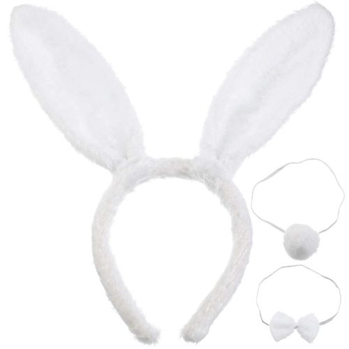Ensemble D'oreilles De Lapin De Pâques, 3 Pièces, Oreilles De Lapin En Peluche, Serre-Tête, N?ud Papillon, Accessoires De Fête Cosplay Pour Adultes