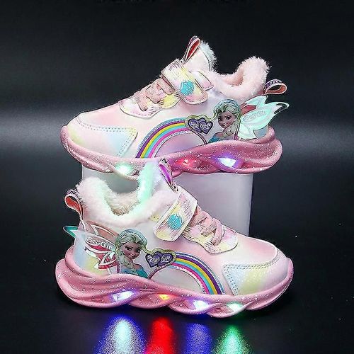 Baskets Lumineuses À Led Pour Filles, Chaussures D'extérieur Imprimées De La Princesse Elsa, Antidérapantes, Pour Le Printemps Et L'hiver-26