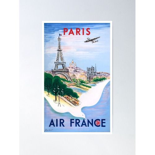 Canevas imprimer 1950 Air France Paris Voyage Impression sur toile DIY installer/ 40x50cm ou 40x40cm