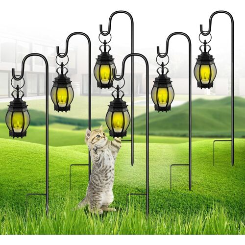 Mevronisshop-Lot De 6 Crochets De Berger Pour Lanternes De Jardin, 81 Cm, Crochet De Berger Réglable Avec Base En Métal, Crochets De Jardin Pour Suspendre Des Lumières De Noël, Paniers De Plantes, No