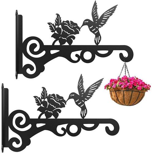 Nouvelhorizonstore-Lot De 2 Supports De Suspension Pour Plantes En Fer, Support Mural En Fer Pour Balcon, Pot De Fleurs Pour Oiseaux, Support Mural, Crochet En Métal, Mangeoire À Oiseaux