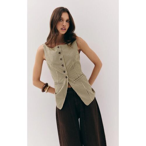 Gilet Vert À Rayures, Vert