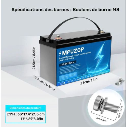 Batterie Rechargeable 12.8v 100ah 
