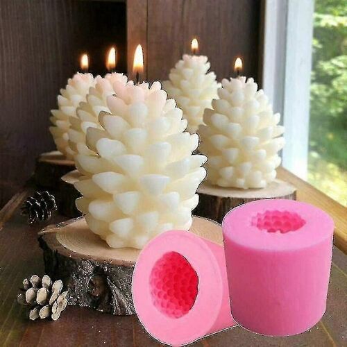 Moule À Bougie En Silicone 3d En Forme De Pomme De Pin De Noël, Pour Fabrication De Savon
