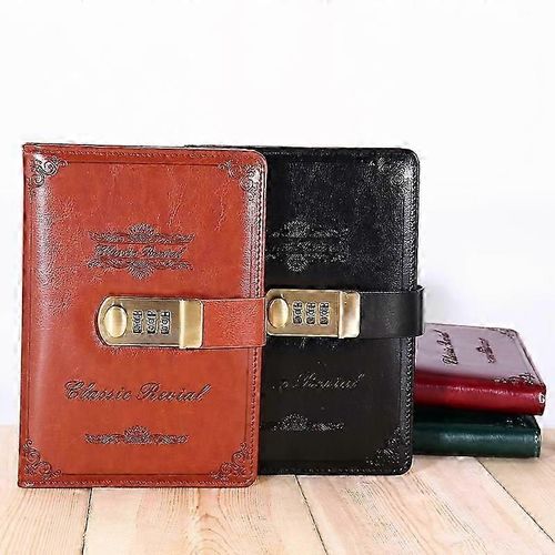 Journal Intime En Cuir Avec Cadenas Et Mot De Passe, Noir