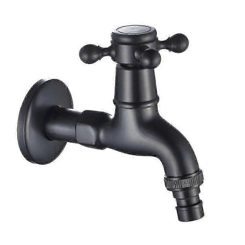 Robinet de machine à laver en laiton avec bec d'évier de 1/2 pouce, robinet de vadrouille à poignée croisée antique pour évier de jardin, noir, 1 pièce