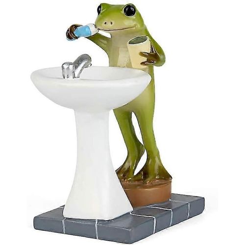 Statue D'animal De Jardin De Fées, Figurine Miniature De Grenouille De Salle De Bain Extérieure - Brosse À Dents