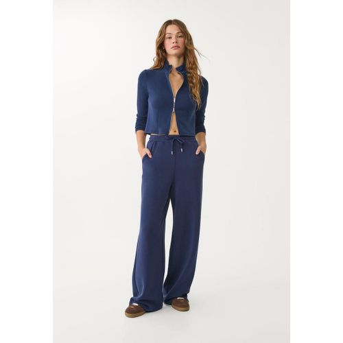 Stradivarius Pantalon Palazzo En Tissu Doux Marine L