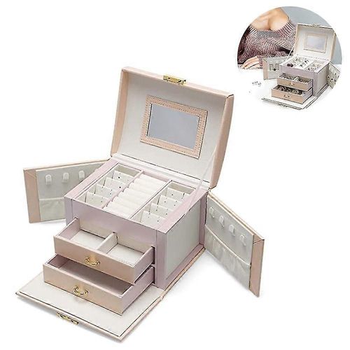 Boîte à bijoux en similicuir fait main, organiseur de bijoux, présentoir, étui de rangement, cadeau vintage pour femme