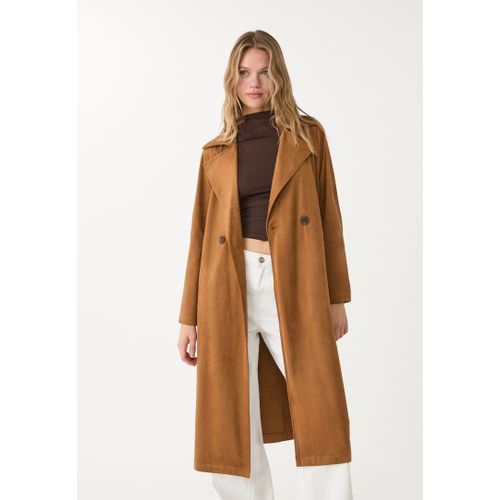 Stradivarius Trench Long En Suédine Camel Clair Xl
