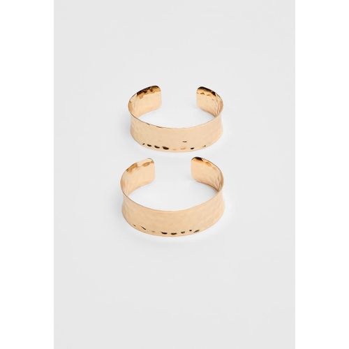 Stradivarius Lot 2 Bracelets Manchettes Texturés Or Os