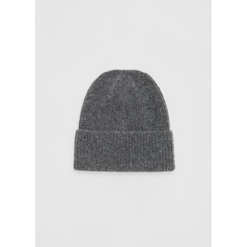 Stradivarius Bonnet En Maille Côtelée Avec Plaque Gris Marengo Os
