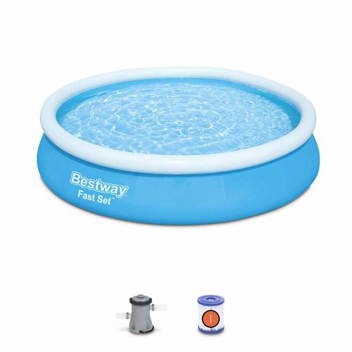 Kit Piscine hors sol autoportante BESTWAY - Fast Set - 366 x 76 cm - Ronde - Livrée avec une pompe de filtration