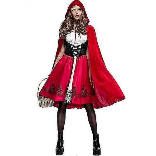 Femmes Petit Chaperon Rouge Costume De Noël Halloween Robe De Fête Avec Cape Cosplay Décorations De Vacances Cadeaux-Adulte-L-Unisexe