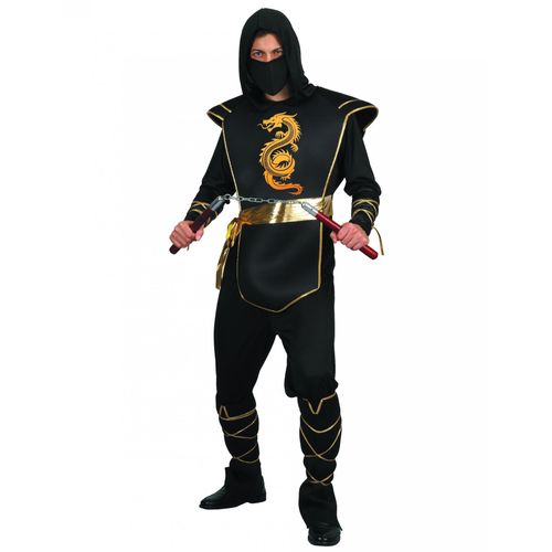 Déguisement Ninja Noir Et Doré Homme - Taille: Xl