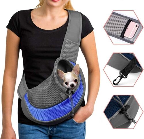 (Bleu) Sac Pour Chien Sac À Bandoulière Réglable Pour Chat Et Chiot Sac De Voyage Pour Petit Animal Sac À Main Pour Chien Avec Sac En Filet Respirant Sac Pour Chien Portable Marché En Plein Air