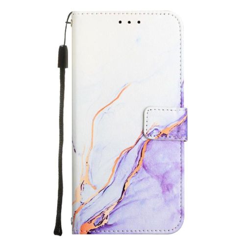 Étui Pour Samsung Galaxy A7 2018 Cuir Pu Bicelle Motif De Marbre Portefeuille - Violet