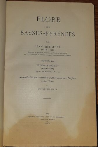 Flore Des Basses Pyrénées Jean Bergeret Pau 1909