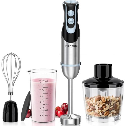4-En-1 Mixeur Plongeur¿Mixeur Plongeur De 1000W Avec 12 Vitesses Et Mode Turbo, Lames En Acier Inoxydable 304, Comprend Une Tasse À Mesurer, Une Tasse Hachoir Et Un Fouet(Hb3302)[CHU10500849]