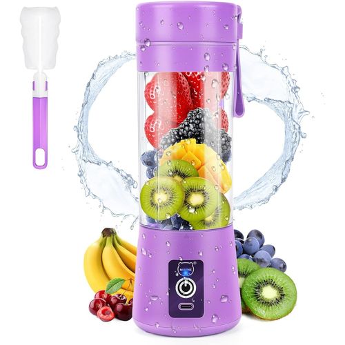Mixeur Portable Pour Smoothie,Mixeur Personnel Avec 6 Lames En 3D,Presse-Agrumes Rechargeable Par Usb,Pour Maison,Bureau,Extérieur (Mauve)