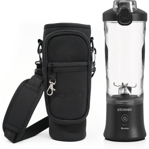 Pack Blender Portable & Pochette Isotherme ¿ Puissant 150W ¿ 6 Lames Inox ¿ Smoothies, Shakers, Glace Pilée ¿ USB-C Rechargeable ¿ Housse Thermo-Isolante ¿ Transport Facile