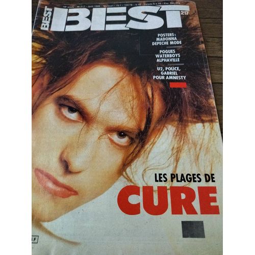 Best . No. 217 . Août 1986 . Cure , Pogues , Waterboys , Alphaville , U2 , Police , Peter Gabriel . Sans Poster