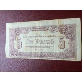 Billet De Hongrie 5 Pengo 1944