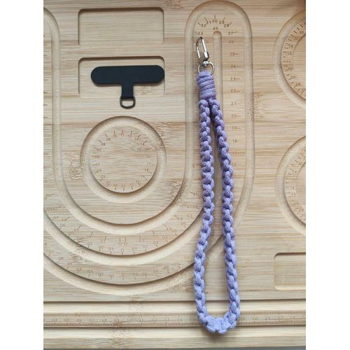 Dragonne/Bracelet De Téléphone Fait Main – Coton Tressé/Macramé – Lavande