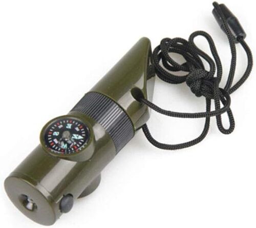 Utilisant Une Lumière Led, Diamètre D'environ 2,8 Cm, Mini Loupe De Survie Portable En Plein Air, Adaptée Au Sifflet De Survie Dans La Nature, Le Vert Militaire Nécessite Une Loupe
