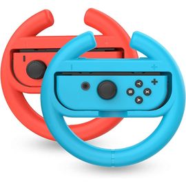 Lot De 2 (Rouge + Bleu) Compatibles Avec Les Manettes De Volant Nintendo Switch, Accessoires De Jeu De Course, Poignées De Manette Joy Con Pour Mario Race